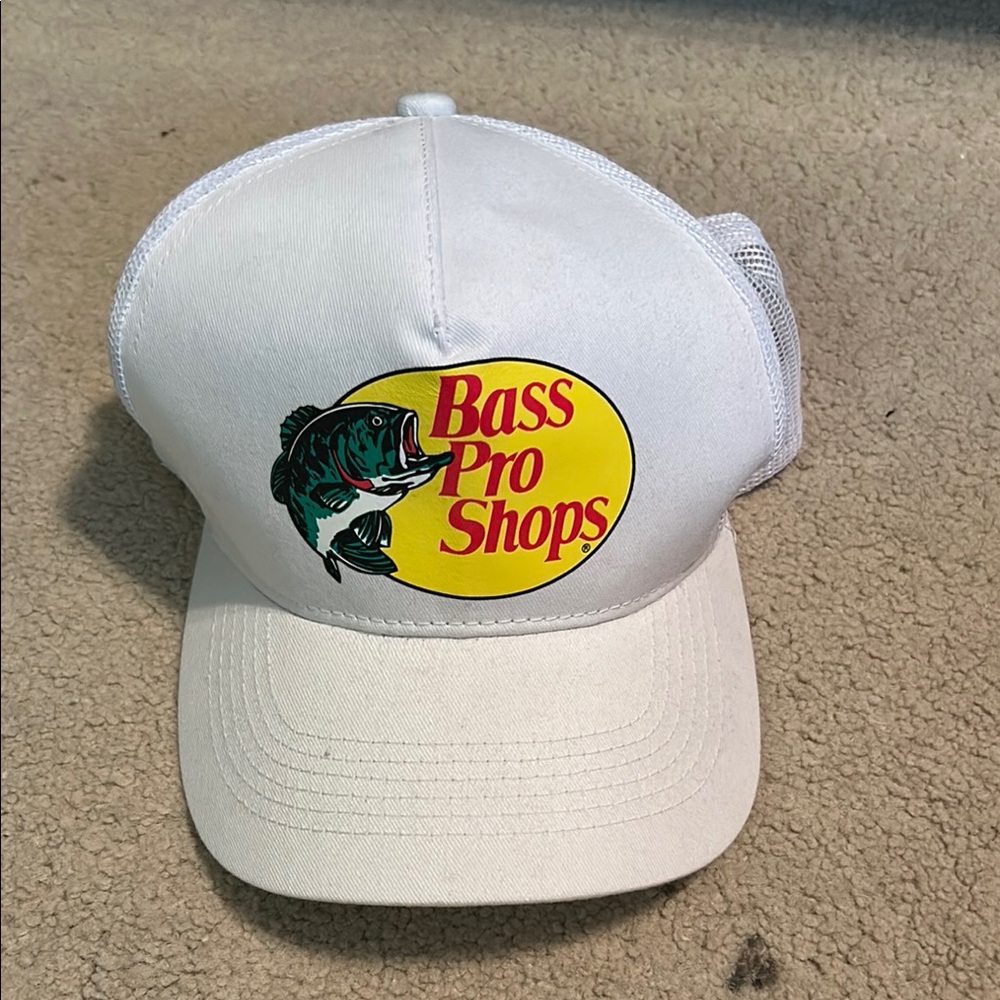 Bass Pro Shops White and Yellow Largemouth Bass Cap